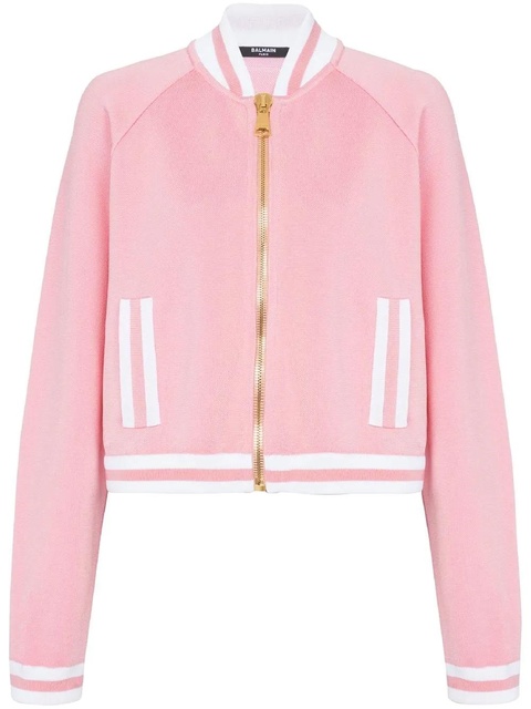 Balmain stripe-trim knitted jacket - Pink - zdjęcie produktu nr 1