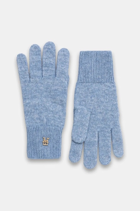 Tommy Hilfiger rękawiczki z wełną damskie kolor niebieski AW0AW17798 - zdjęcie produktu nr 1