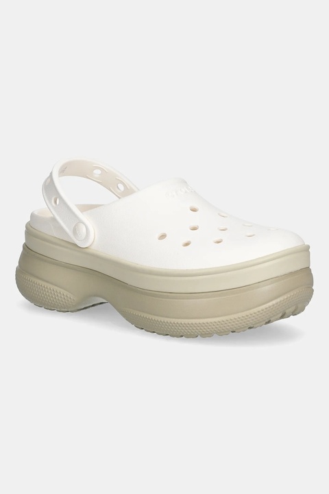Crocs klapki Classic Stacked Clog damskie kolor beżowy na platformie 211355 - zdjęcie produktu nr 1