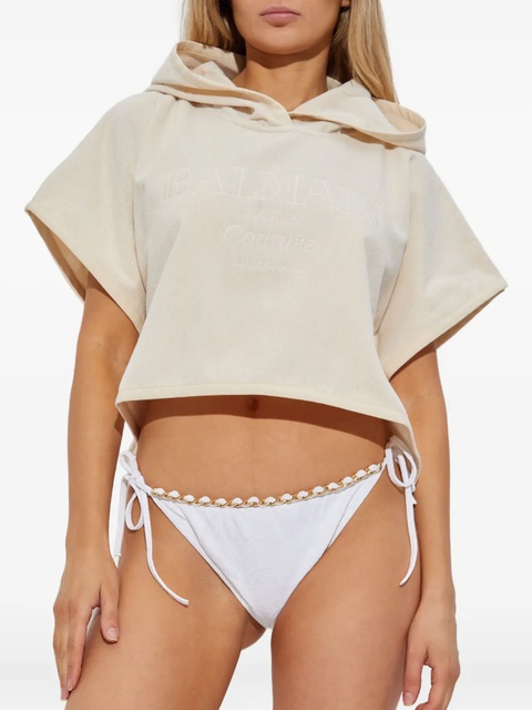 Balmain short-sleeve cotton hoodie - Neutrals - zdjęcie produktu nr 2