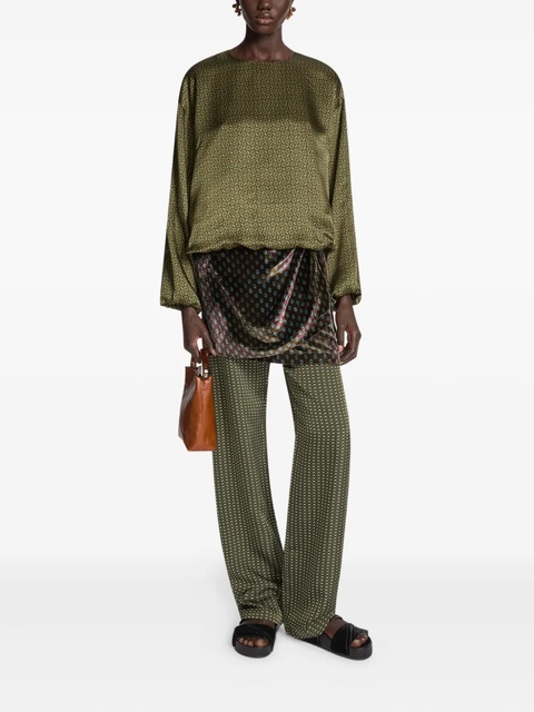 DRIES VAN NOTEN printed wrap-skirt trousers - Green - zdjęcie produktu nr 2