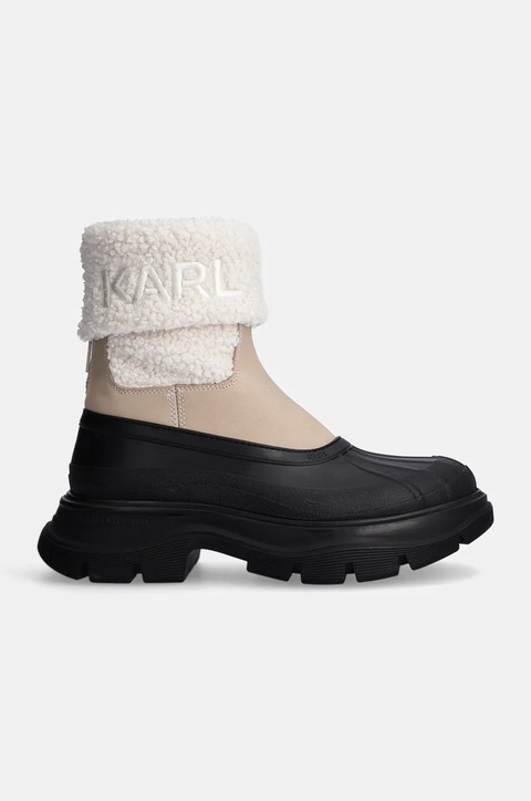 Karl Lagerfeld śniegowce LUNA SNOW damskie kolor beżowy na platformie lekko ocieplone KL42965 - zdjęcie produktu nr 1