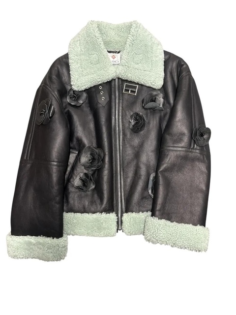 Casablanca floral-appliqué jacket - Black - zdjęcie produktu nr 2