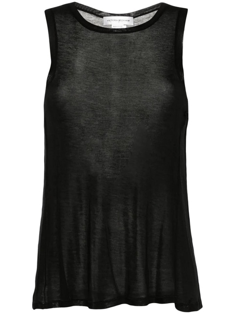Victoria Beckham mélange lyocell tank top - Black - zdjęcie produktu nr 2