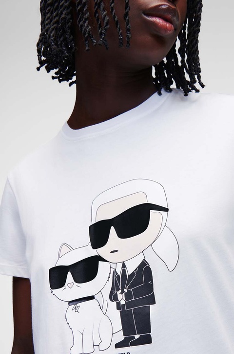 Karl Lagerfeld t-shirt bawełniany kolor biały - zdjęcie produktu nr 2