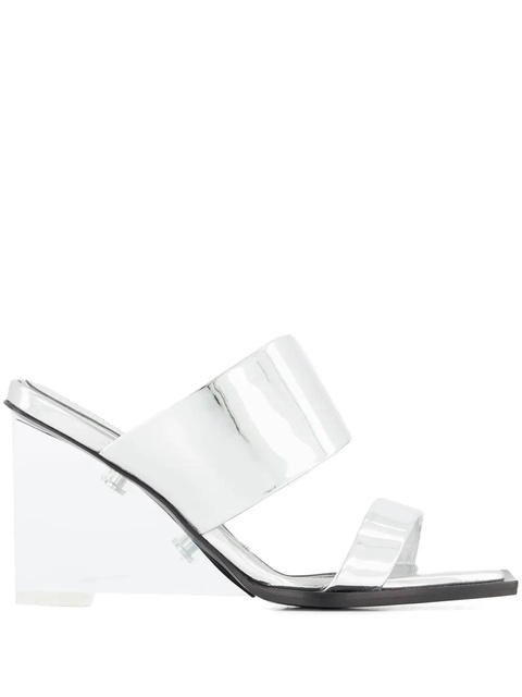 Alexander McQueen square-toe wedge-platform sandals - Silver - zdjęcie produktu nr 1