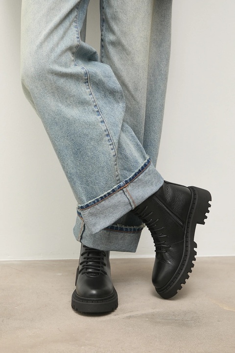 Answear.LAB workery skórzane kolor czarny na platformie lekko ocieplone - zdjęcie produktu nr 1