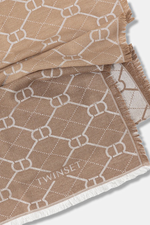 Twinset szal damski kolor beżowy wzorzysty 252TA4210 - zdjęcie produktu nr 2