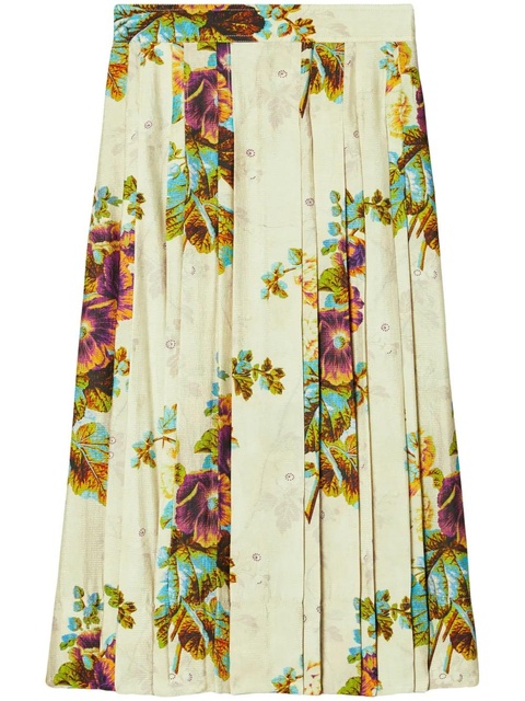 Tory Burch floral-patterned pleated skirt - Green - zdjęcie produktu nr 1