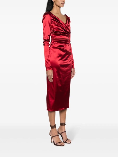 Dolce & Gabbana draped satin midi dress - Red - zdjęcie produktu nr 2