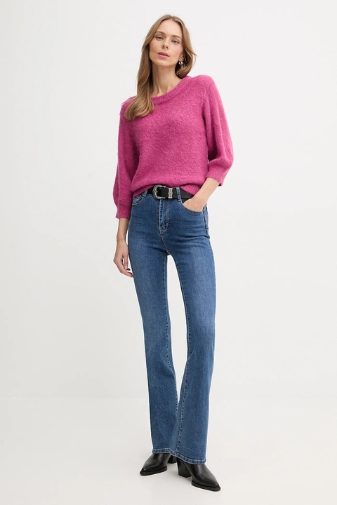 United Colors of Benetton sweter z dodatkiem moheru damski kolor różowy 1VAAD10F4 - zdjęcie produktu nr 2