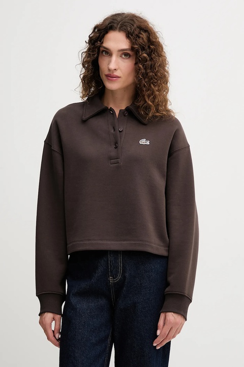 Lacoste bluza bawełniana damska kolor brązowy gładka SF5275 - zdjęcie produktu nr 1