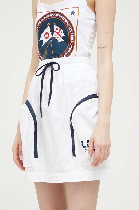 Love Moschino spódnica kolor biały mini prosta - zdjęcie produktu nr 1