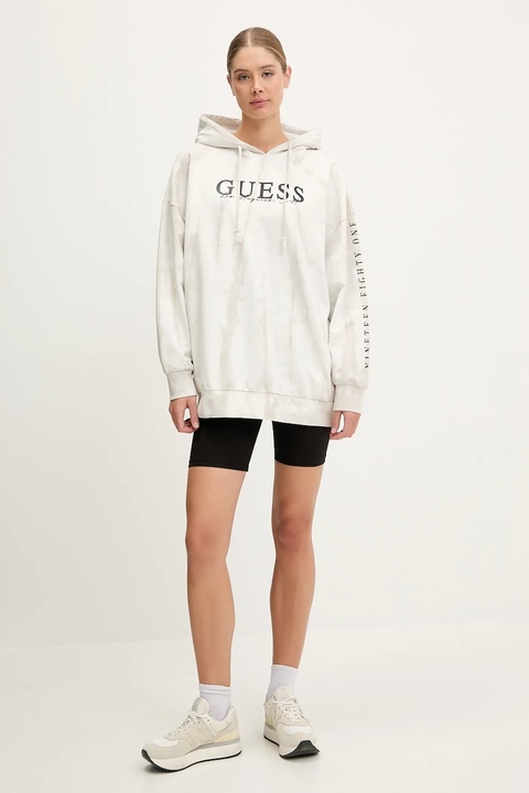 Guess bluza damska kolor szary z kapturem wzorzysta V5GQ16 KCRQ0 - zdjęcie produktu nr 2