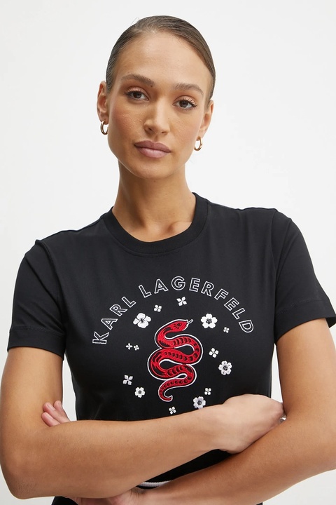 Karl Lagerfeld t-shirt bawełniany damski kolor czarny A1W17090 - zdjęcie produktu nr 1