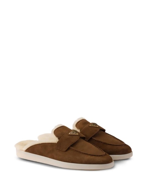 Prada slip-on shearling mules - Brown - zdjęcie produktu nr 1