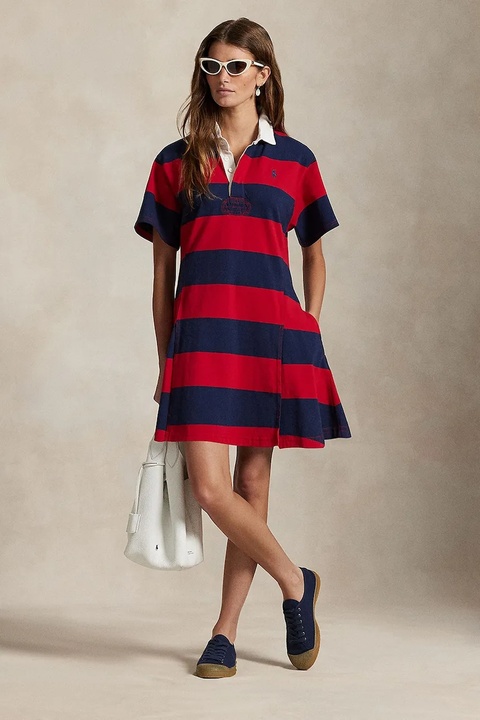 Polo Ralph Lauren sukienka bawełniana kolor czerwony mini rozkloszowana 211971761 - zdjęcie produktu nr 1