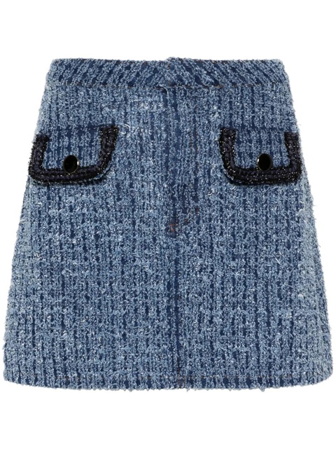 Self-Portrait ripped denim mini skirt - Blue - zdjęcie produktu nr 1