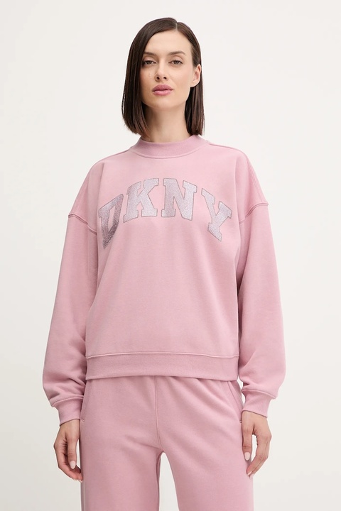 Dkny bluza damska kolor różowy z aplikacją DP5T1462 - zdjęcie produktu nr 1