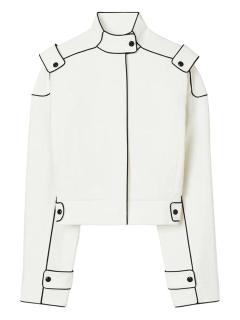 Tory Burch contrast-stitch cropped jacket - White - zdjęcie produktu nr 1