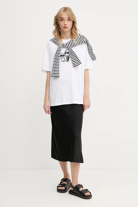 Karl Lagerfeld t-shirt bawełniany damski kolor biały A3W17084 - zdjęcie produktu nr 2