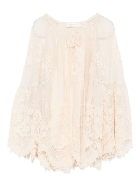 ZIMMERMANN lace-trimmed bell-sleeve blouse - Neutrals - zdjęcie produktu nr 1