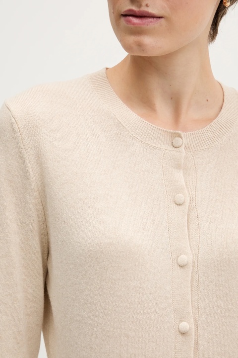 Sisley kardigan z domieszką wełny kolor beżowy lekki 102HM5237 - zdjęcie produktu nr 2