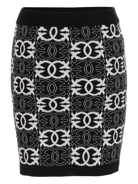 PINKO elasticated-waistband logo-patterned skirt - Black - zdjęcie produktu nr 2
