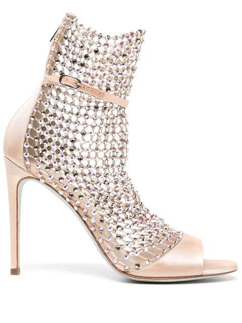 René Caovilla 105mm crystal-embellished mesh sandals - Metallic - zdjęcie produktu nr 1