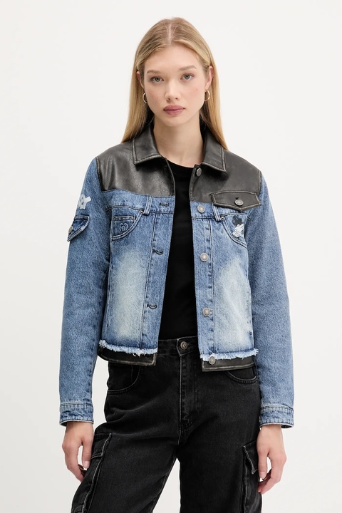 Desigual kurtka jeansowa CONSTRA kolor niebieski przejściowa 25WWED16 - zdjęcie produktu nr 1