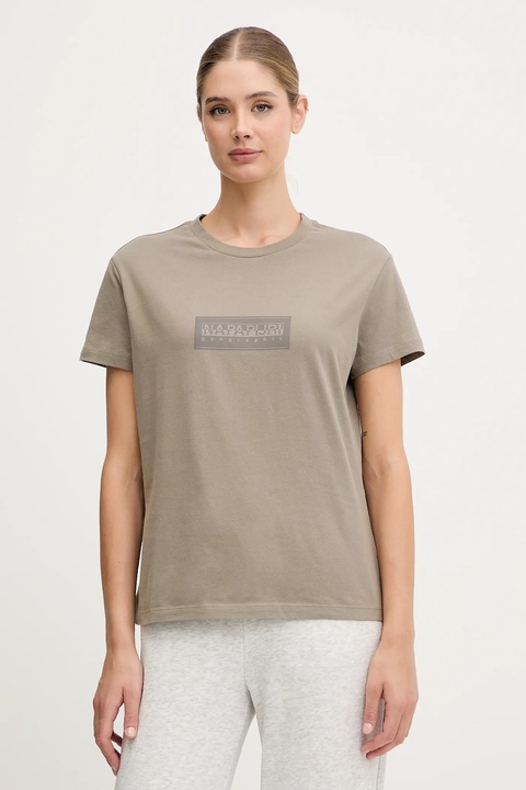 Napapijri t-shirt bawełniany S-Box damski kolor zielony NP0A4IP1N1T1 - zdjęcie produktu nr 1