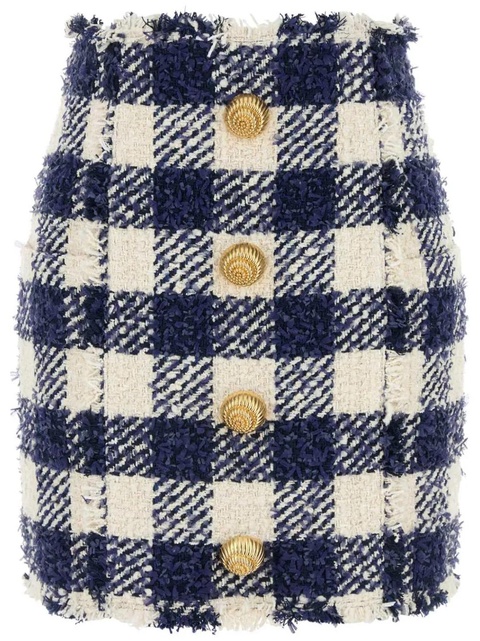 Balmain tweed buttoned mini skirt - Blue - zdjęcie produktu nr 1