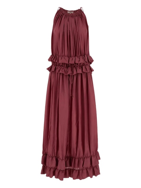 Chloé ruffled-trims midi dress - Red - zdjęcie produktu nr 1