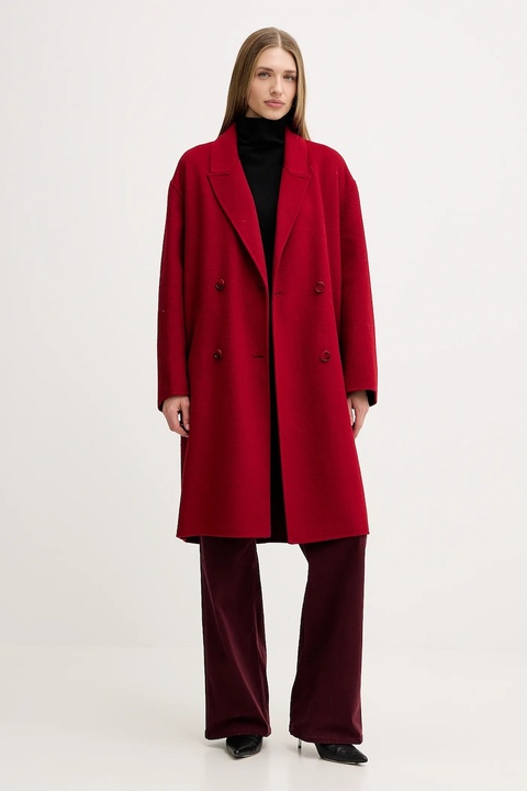 Liu Jo płaszcz z wełną kolor bordowy MF5025 T4627 - zdjęcie produktu nr 2