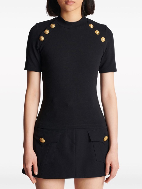 Balmain 6-Button raglan-sleeve T-shirt - Black - zdjęcie produktu nr 2