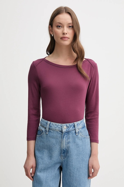 United Colors of Benetton longsleeve bawełniany kolor fioletowy 3GA2E16A1 - zdjęcie produktu nr 1