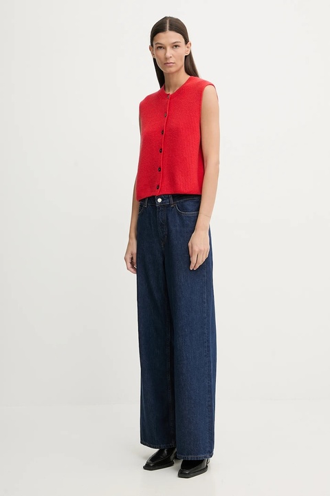 Marc O'Polo kamizelka z dodatkiem wełny damski kolor czerwony M00609065023 - zdjęcie produktu nr 1