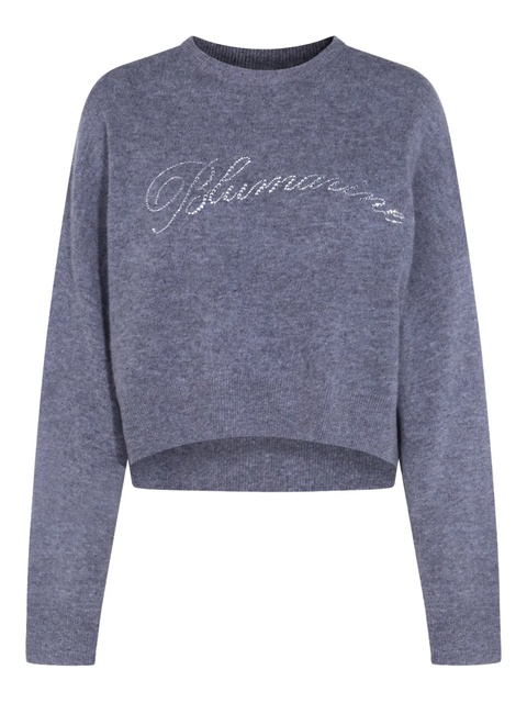 Blumarine crystal-embellished wool sweater - Grey - zdjęcie produktu nr 1