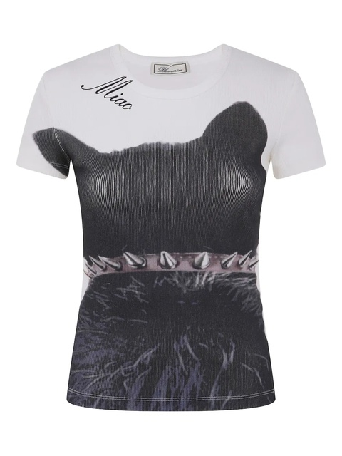 Blumarine ribbed cat-print T-shirt - Black - zdjęcie produktu nr 1