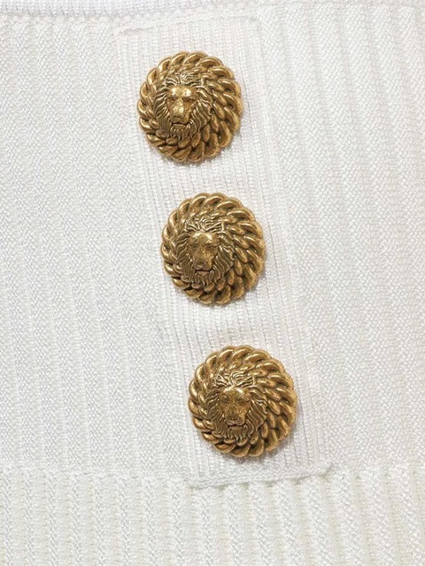 Balmain lion-button pleated mini dress - White - zdjęcie produktu nr 2