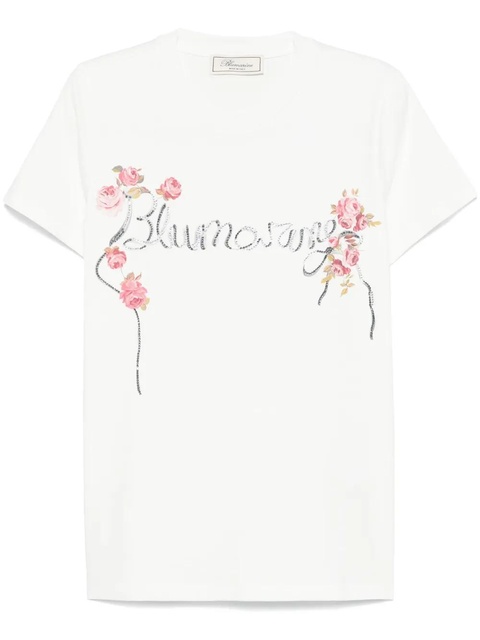Blumarine rhinestone-logo T-shirt - White - zdjęcie produktu nr 1