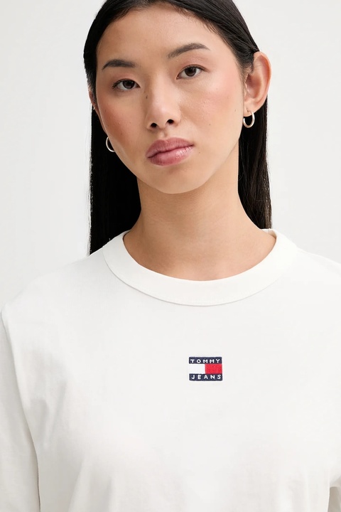 Tommy Jeans t-shirt bawełniany damski kolor beżowy DW0DW22202 - zdjęcie produktu nr 2