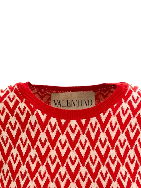 Valentino Garavani Toute La V-pattern short-sleeved knit top - Red - zdjęcie produktu nr 2