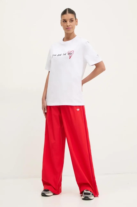 adidas Originals spodnie dresowe WOVEN TP damskie kolor czerwony gładkie JX9205 - zdjęcie produktu nr 2