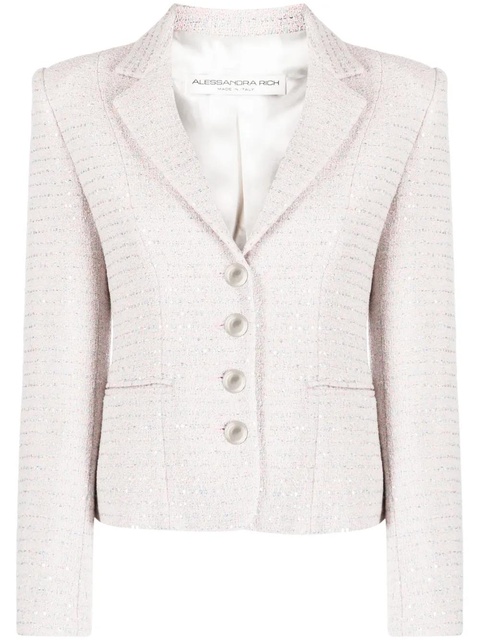 Alessandra Rich embellished single-breasted tweed blazer - Pink - zdjęcie produktu nr 1