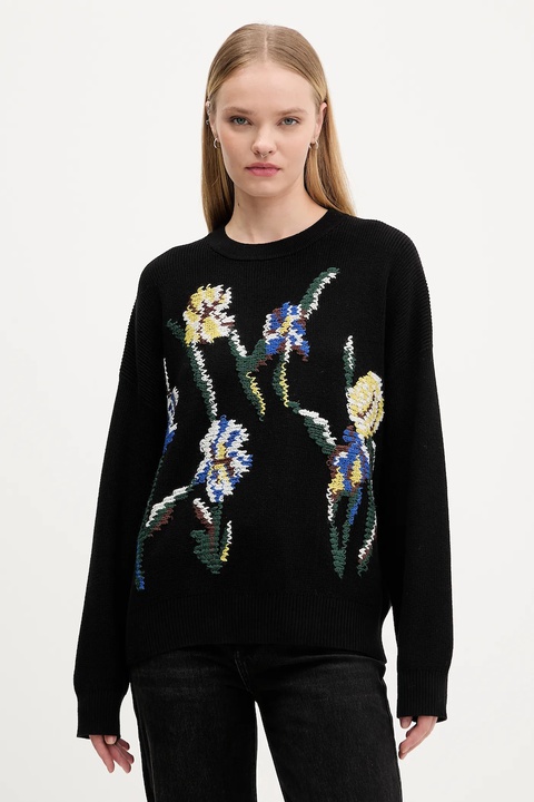 Desigual sweter bawełniany COOPER damski kolor czarny 25WWJF36 - zdjęcie produktu nr 1