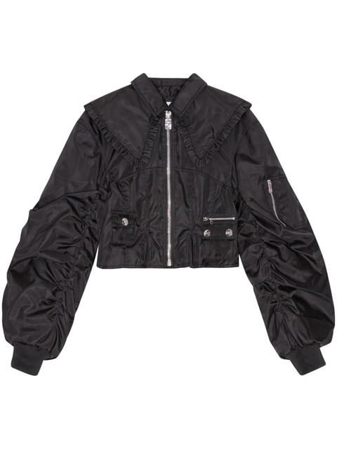 GANNI ruffle-collar bomber jacket - Black - zdjęcie produktu nr 1