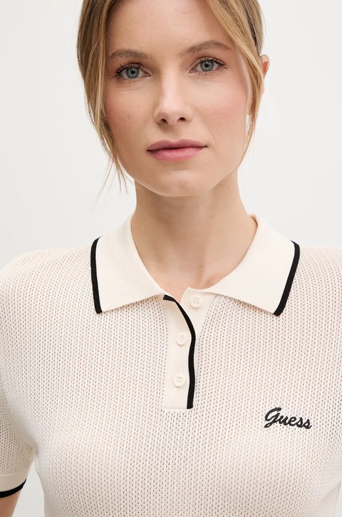 Guess polo damskie kolor beżowy V5GP00 Z3D60 - zdjęcie produktu nr 2