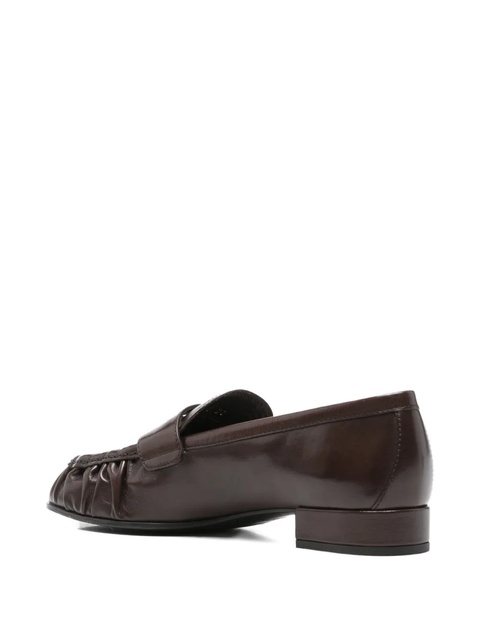 Prada pleated leather loafers - Brown - zdjęcie produktu nr 2