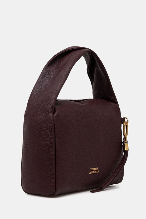 Tommy Hilfiger torebka skórzana kolor bordowy AW0AW18150 - zdjęcie produktu nr 1